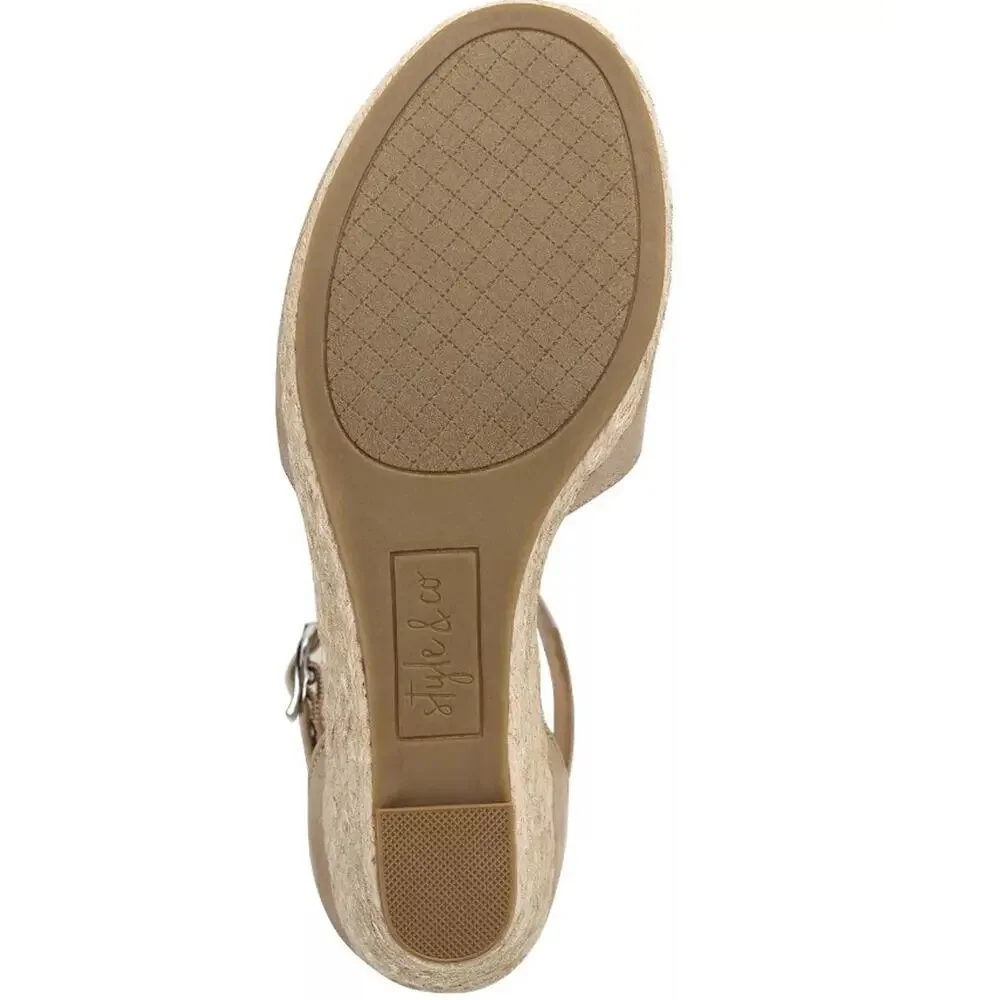 Style & Co. Women's Seleeney Wedge Sandals Light Taupe Size 10 M
